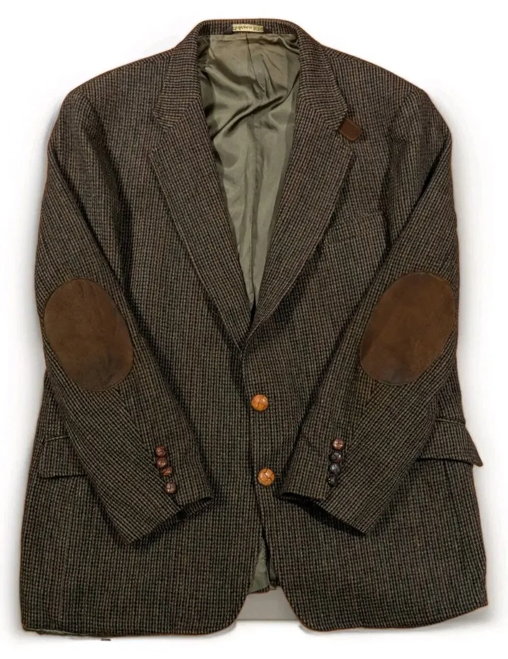 Vintage Arnold Palmer 46L Wool Tweed Blazer Brown Elbow Patch USA Sport Coat